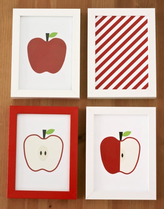 Mod apple prints including a fun stripe pattern.
