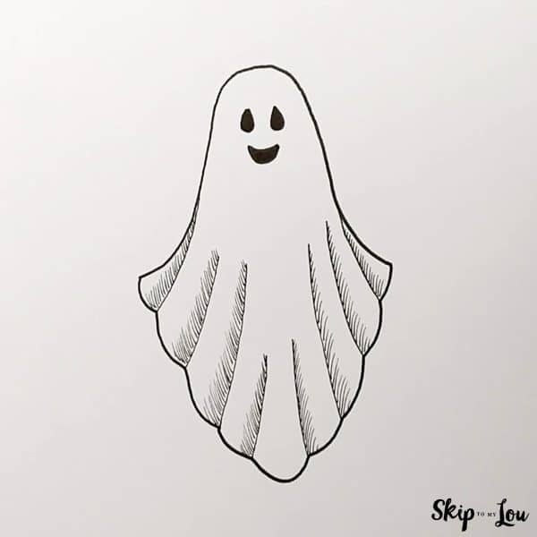 black and white drawing of friendly ghost by Skip to my Lou