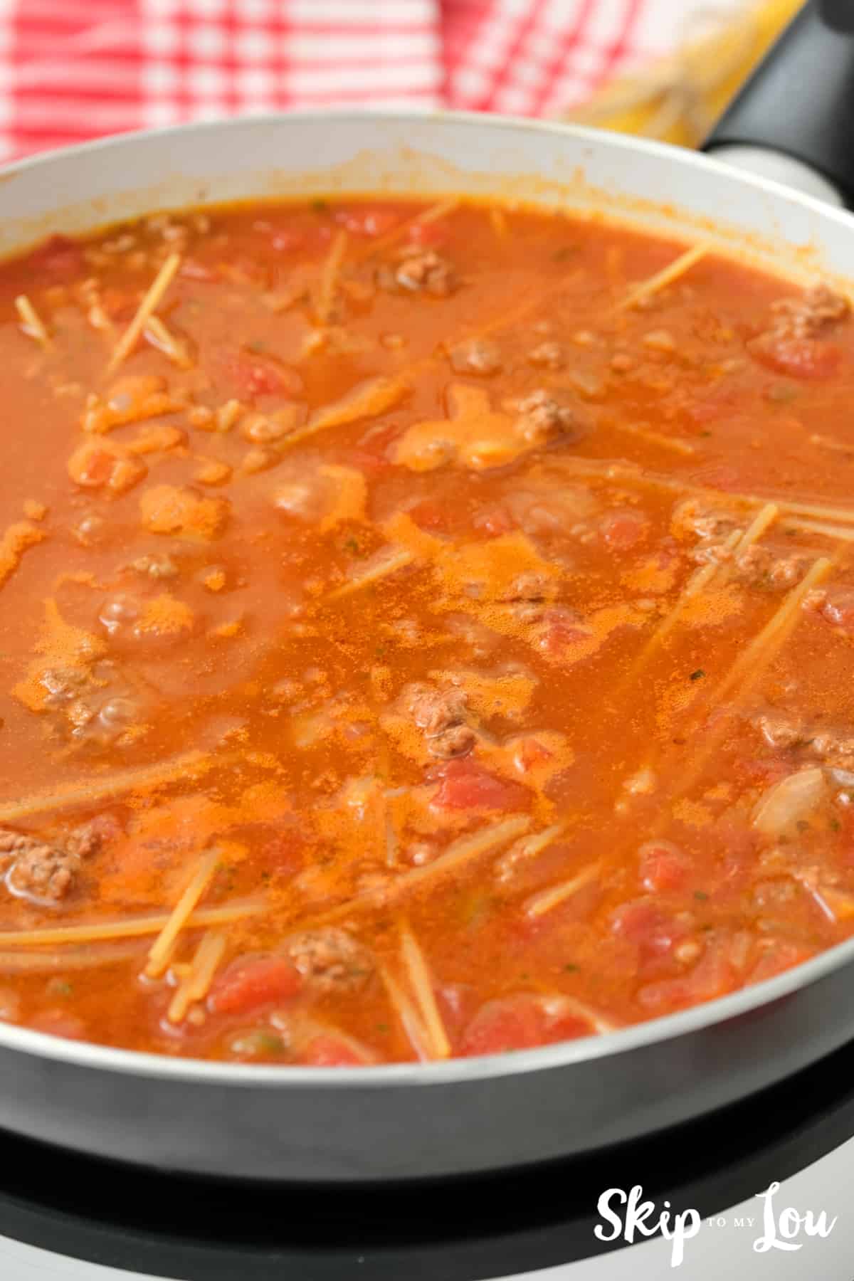 Mexican Spaghetti cooking until tender.