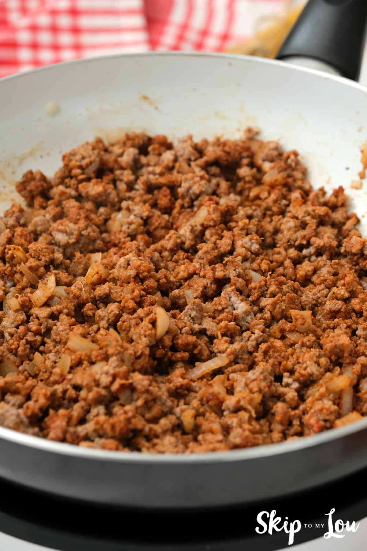 Taco seasoning stirred into the meat.