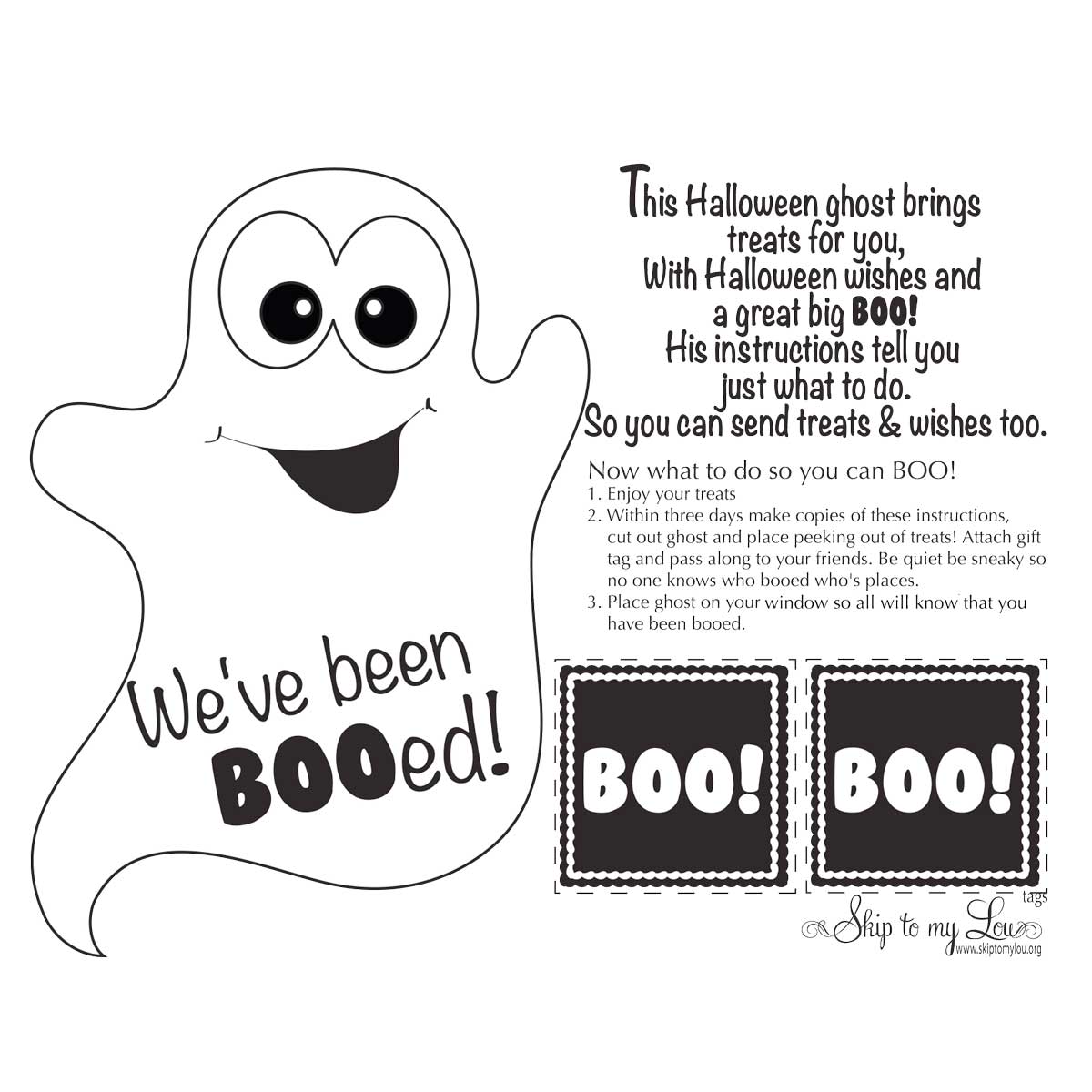 You’ve Been Booed Printable Ghost Tag for Treat Bag