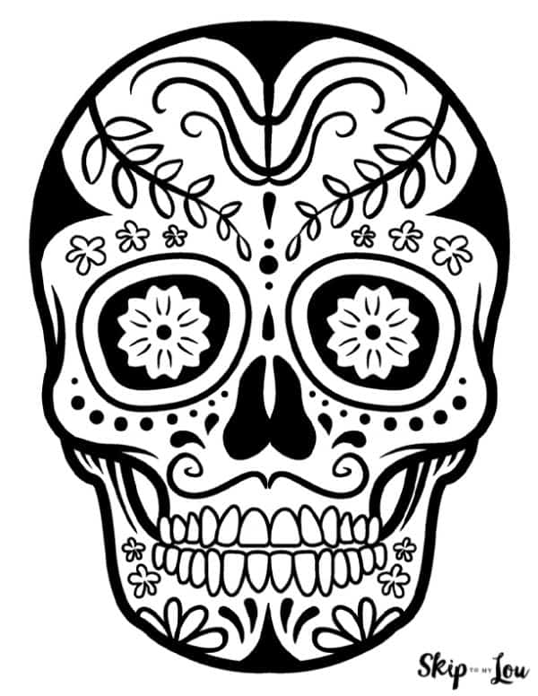 Sugar Skull Free Printable leaves and flowers