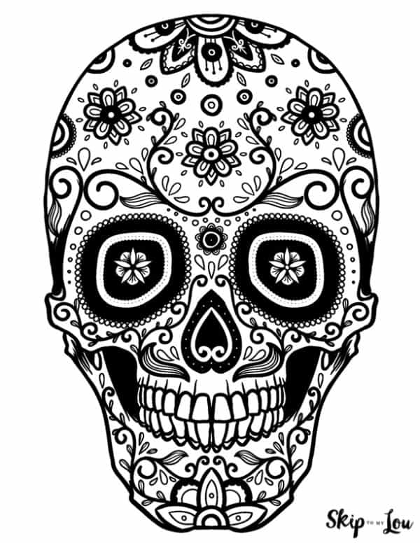 sugar skull with flower designs