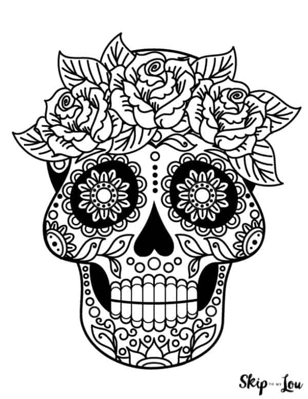 Sugar Skull with crown of roses