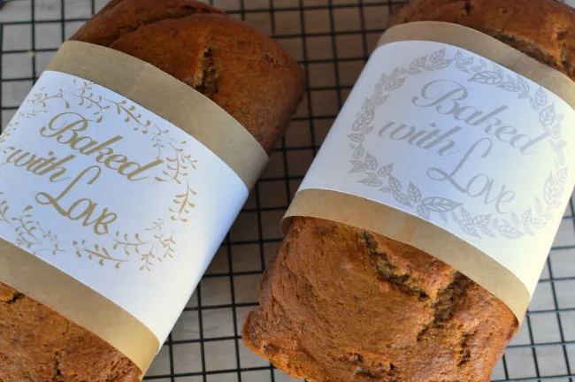 bread wrap with baked with love label
