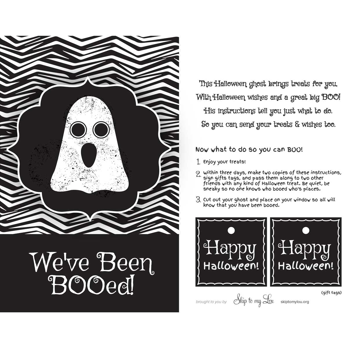 How to Boo Printable Instructions with We’ve Been Booed Sign
