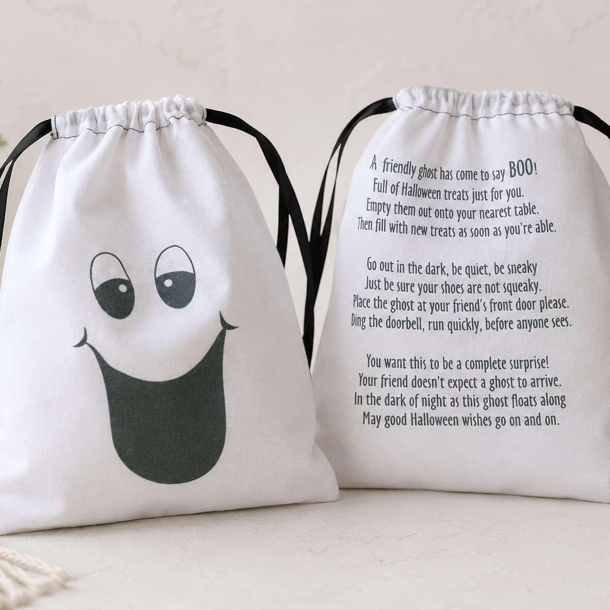 DIY Ghost Drawstring Bag You’ve Been Booed Halloween Treat Bag