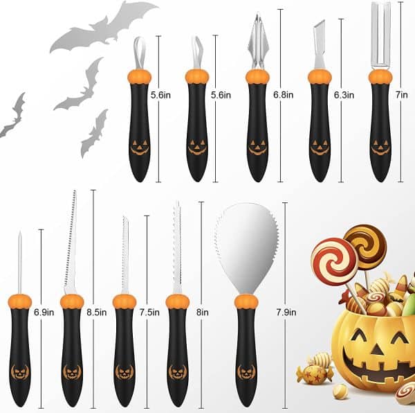 Different sizes and styles of pumpkin carving tools