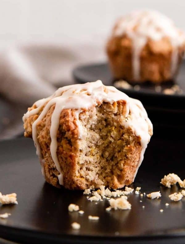Image shows a sourdough orange cardamom muffin.