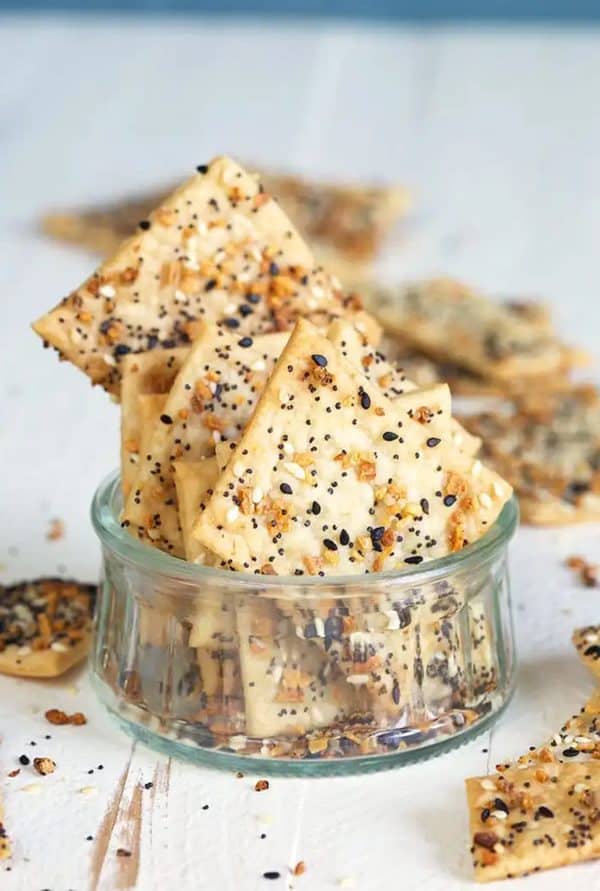 Image shows sourdough crackers.