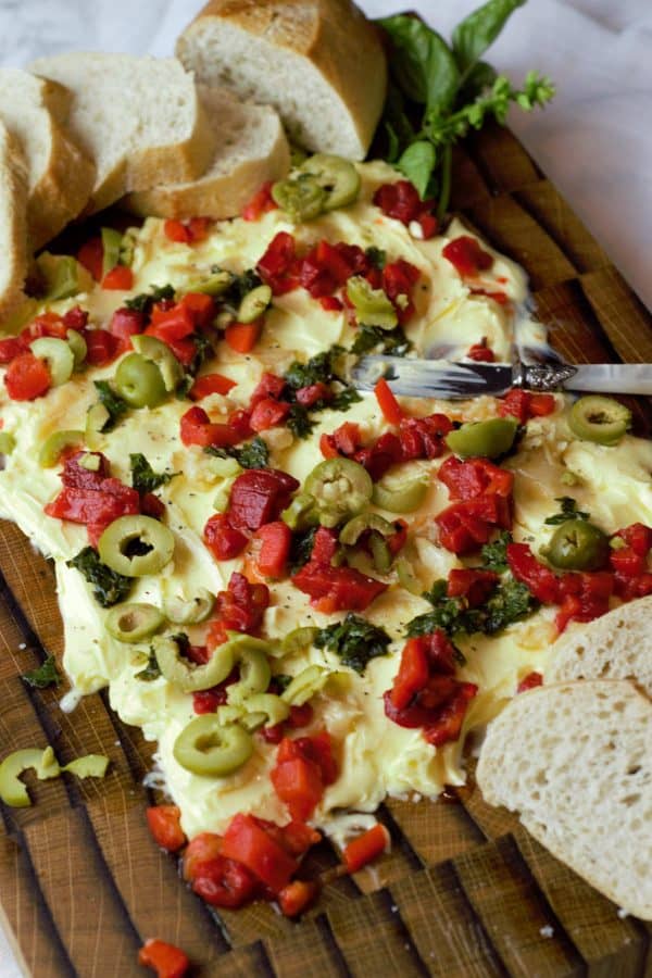 savory butter boards with olives and meat cuts