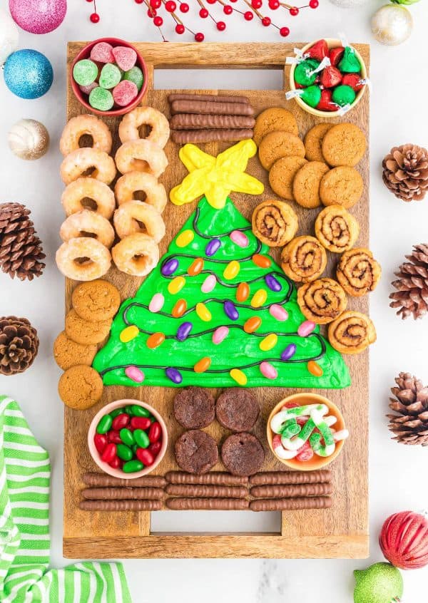 Image shows a Christmas-themed buttercream board