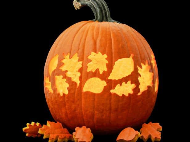 pumpkin with fall leaves made with cookie cutters