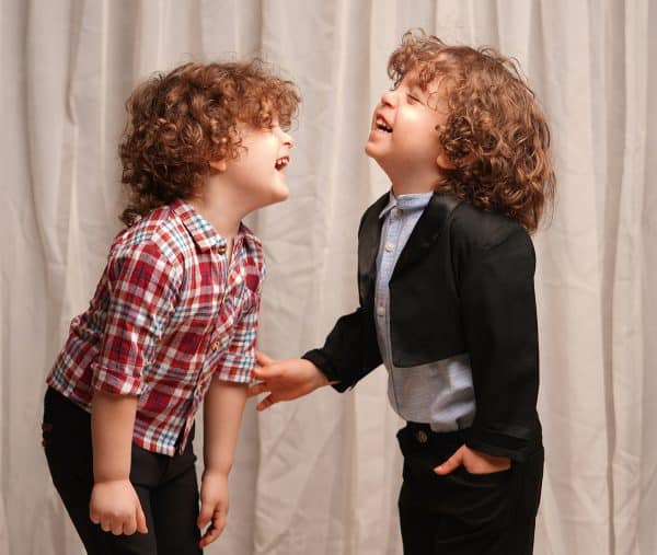 skip to my lou image of twins laughing at kids jokes