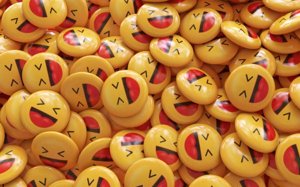 skip to my lou closeup image of a pile of laughing emojis laughing at kids jokes