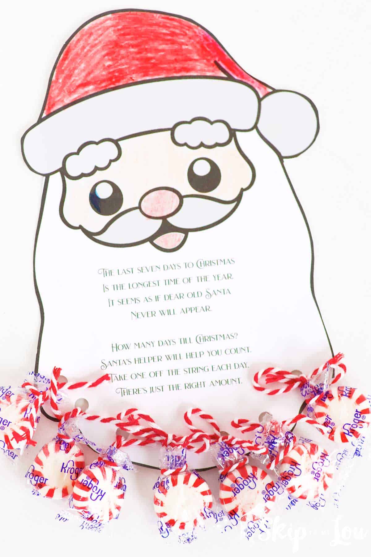 santa Christmas countdown with poem and 7 mints