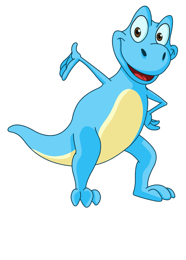 silly blue cartoon dinosaur