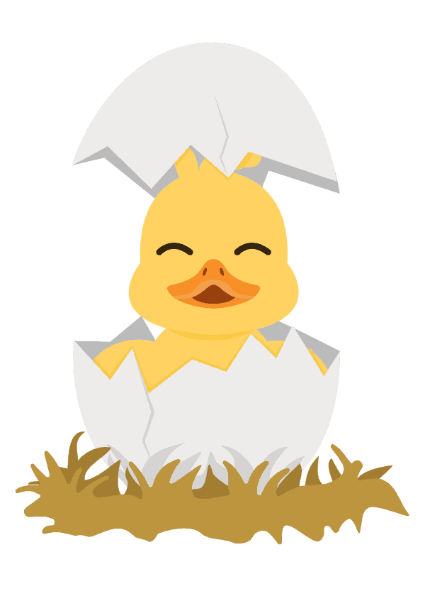 cartoon duckling in cracked eggshell