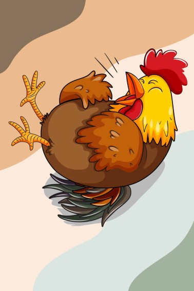 silly cartoon chicken laughing
