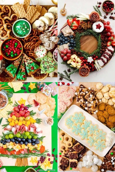 collage of christmas charcuterie boards