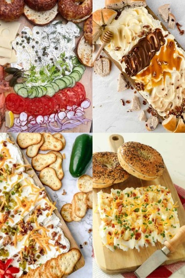 collage of various cream cheese boards