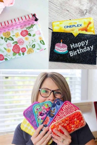 collage of embroidery machine pattern final products