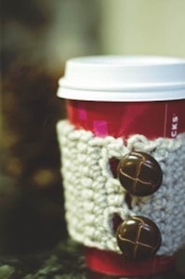 coffee cup cozy with a button skip to my lou