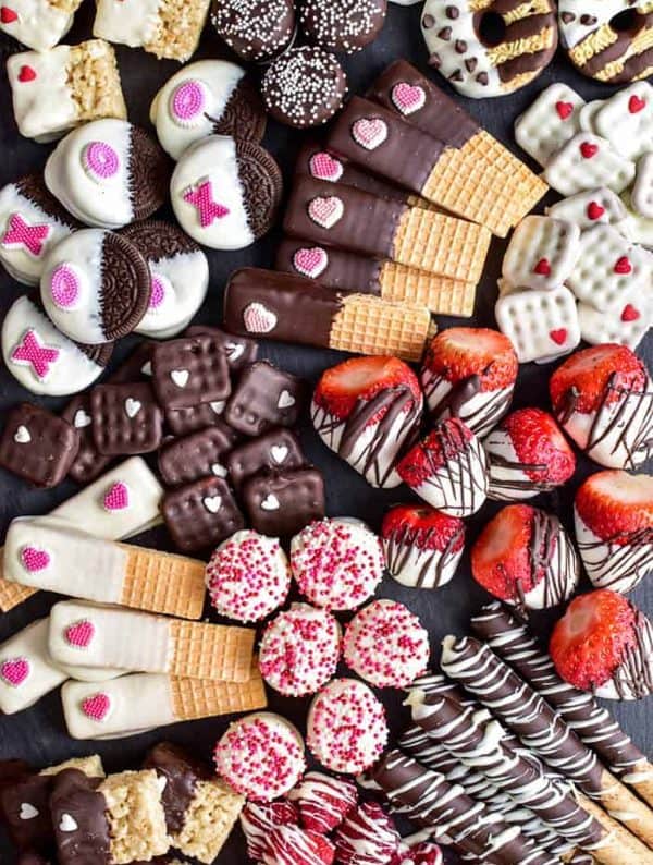 Image shows a chocolate board with desserts and fruits. via lemon tree dwelling.