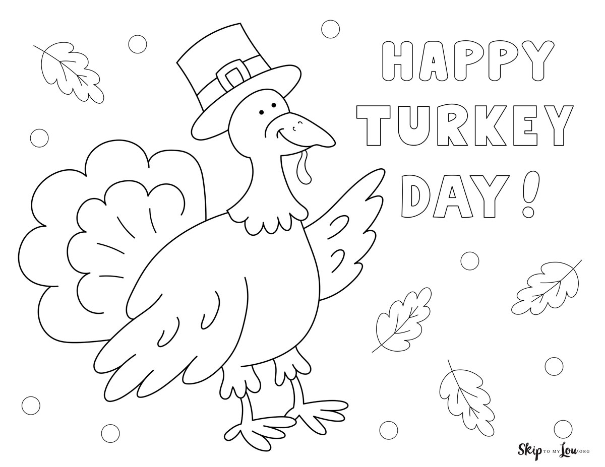 happy turkey day coloring page