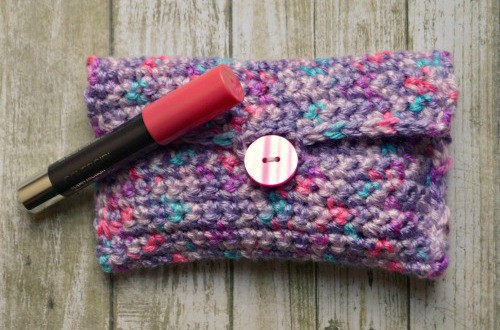 crochet pouch with lip balm