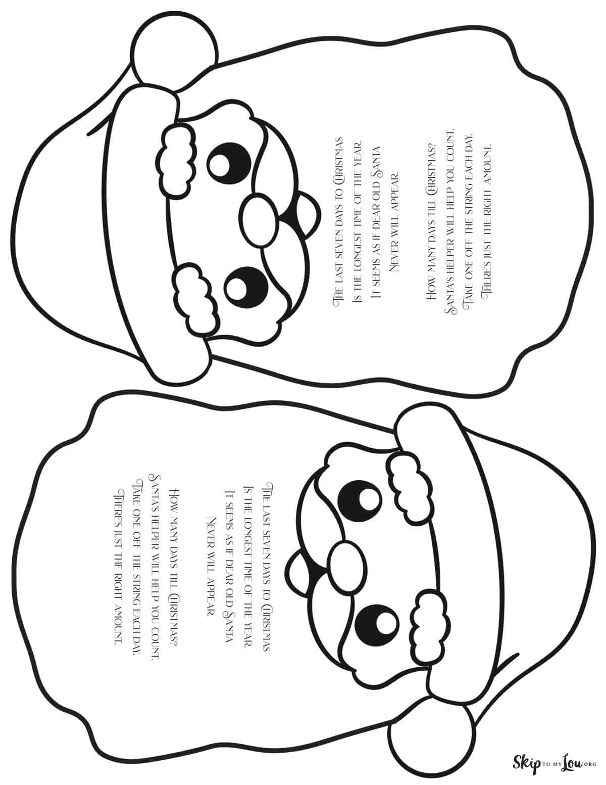 santa christmas countdown printable