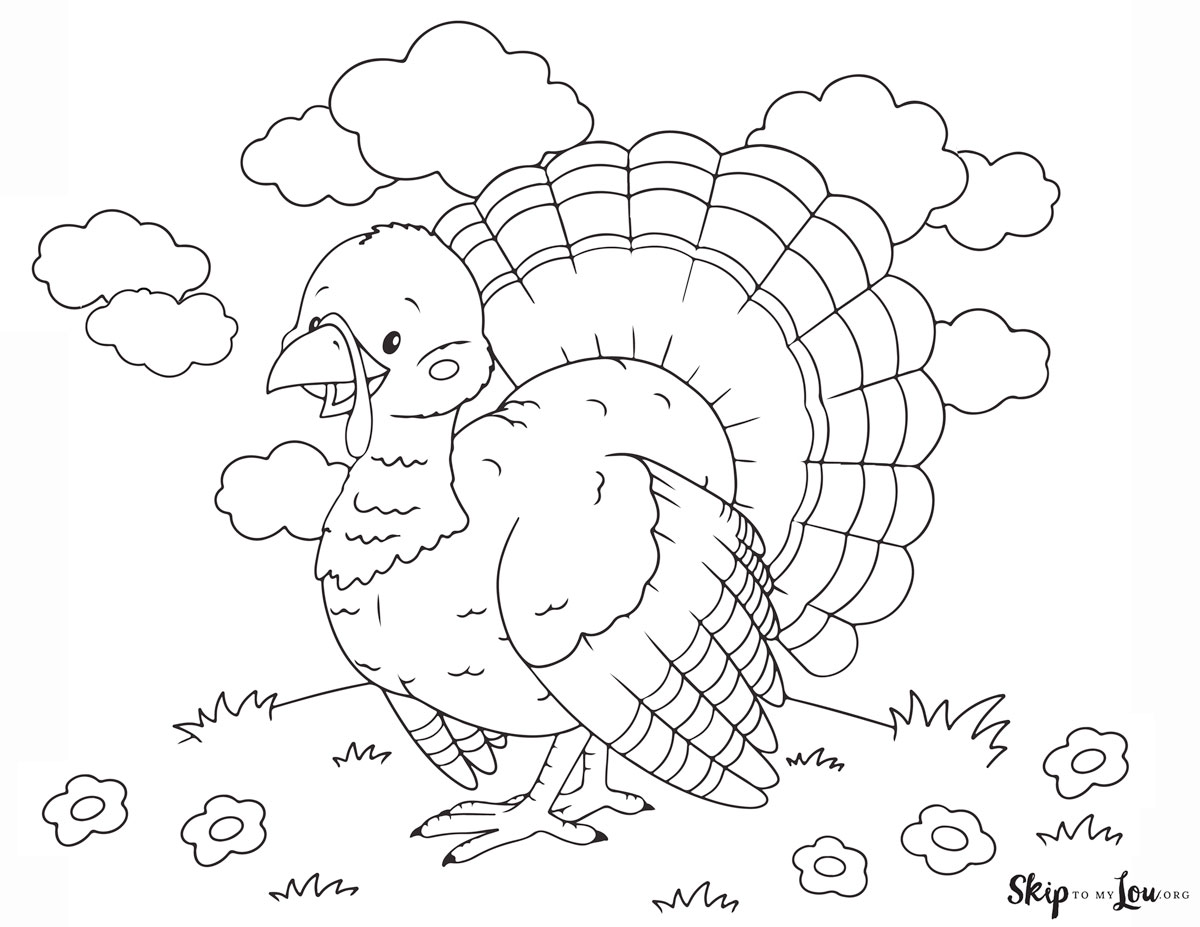 turkey with grass and flowers