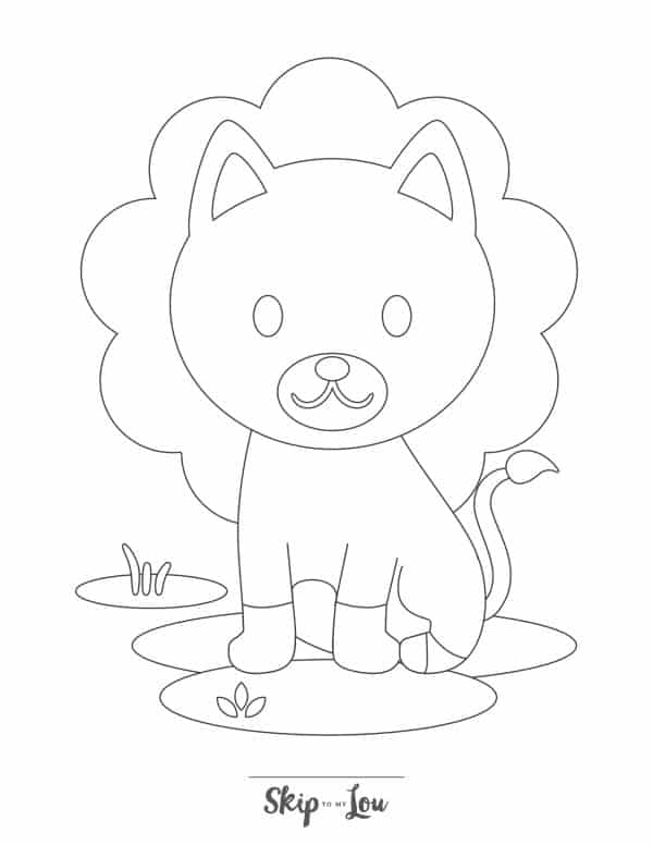 Black and white cartoon drawing of a lion by Skip to my Lou.