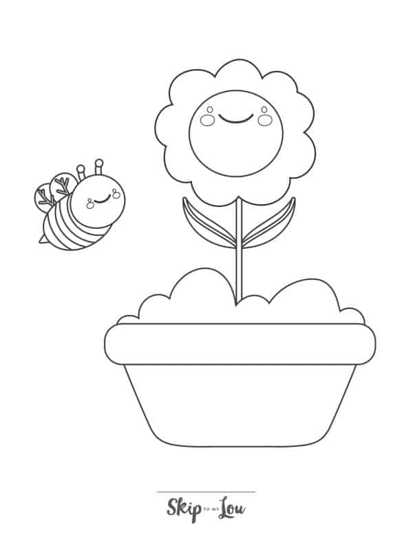 A bee and flower coloring page