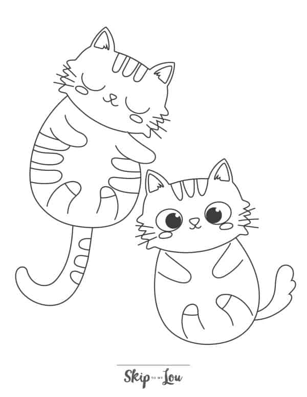 A cute cat coloring page.