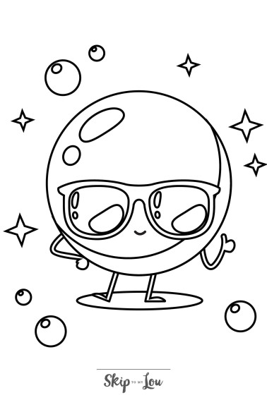 cool planet and stars coloring page in black and white