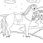 black and white coloring page of horse