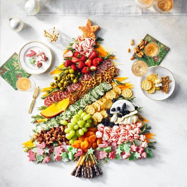 christmas tree charcuterie board ideas- a large and elegant board