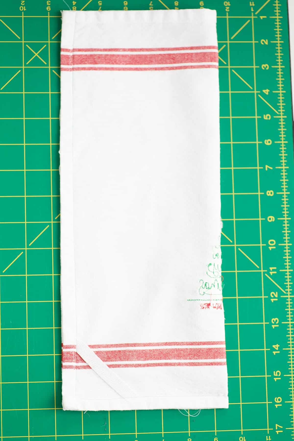 fold tea towel in half and sew