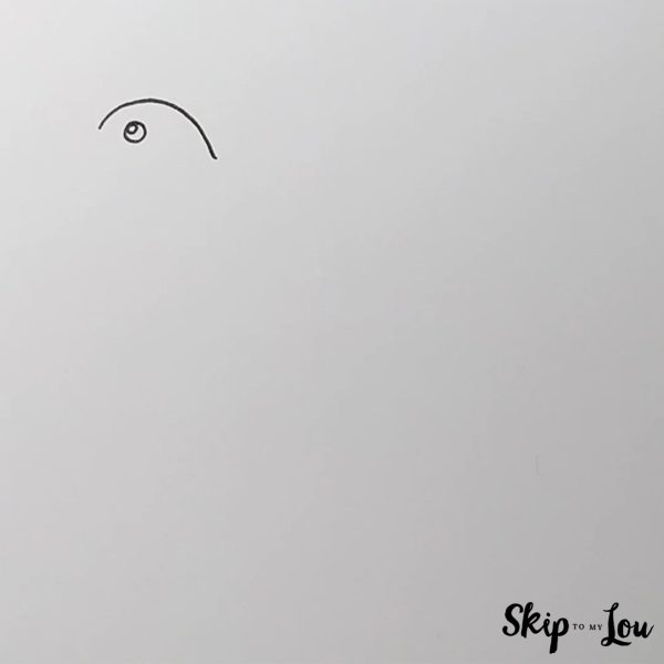 small curved line on the left on top of a circle with a dot inside by Skip to my Lou