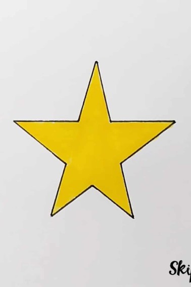 how to draw a star skip to my lou tutorial step 5 showing completed star colored yellow