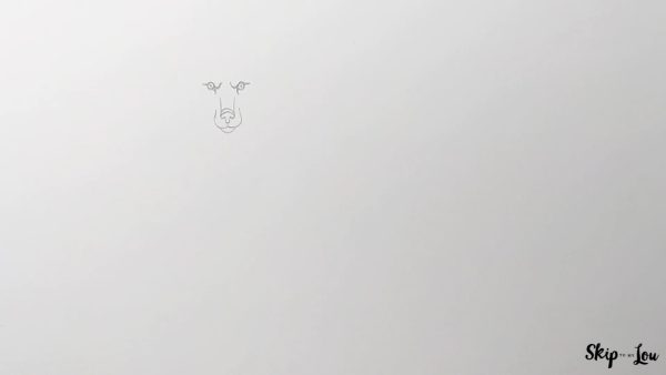how to draw a wolf skip to my lou tutorial step 2 showing the eyes of the wolf with rest of the nose drawn from step 1.