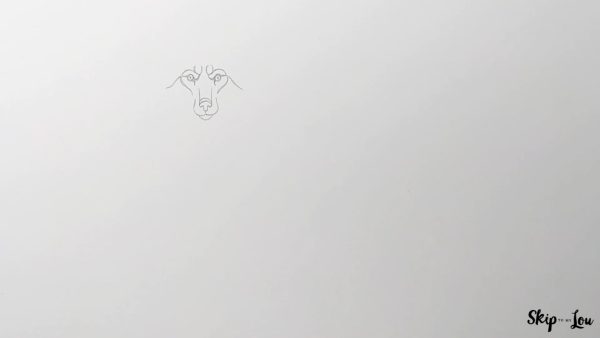 how to draw a wolf skip to my lou tutorial step 3 showing the eyebrows of the wolf with rest of the nose.