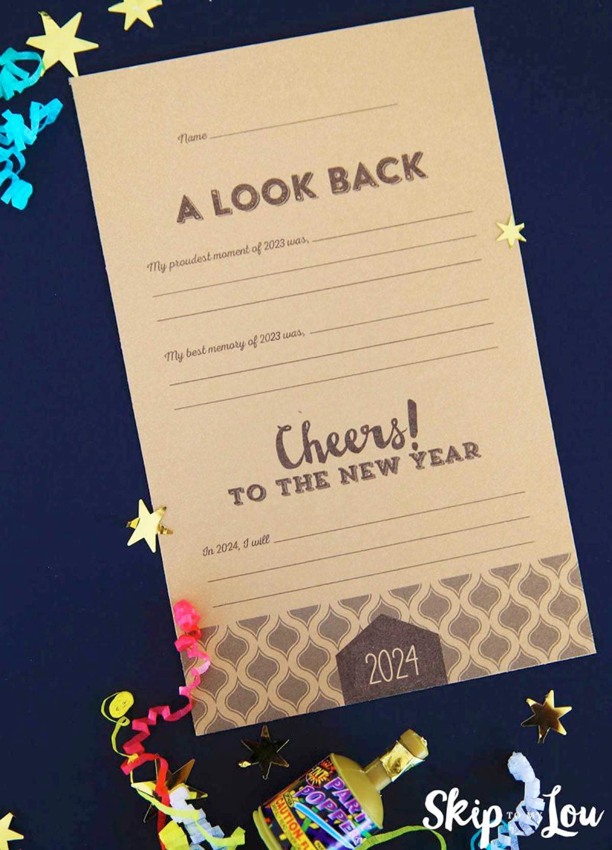 free printable card to write new year resolution on