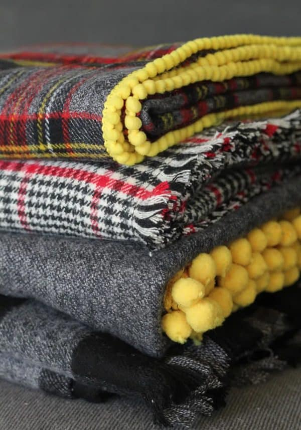 Throw flannel blankets on top of each other in different designs.