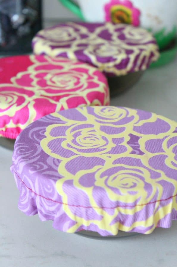 Fabric bowl covers in different colors.