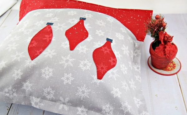 Image shows a DIY Christmas pillow.