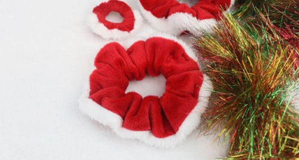 Image shows a Christmas-themed scrunchie