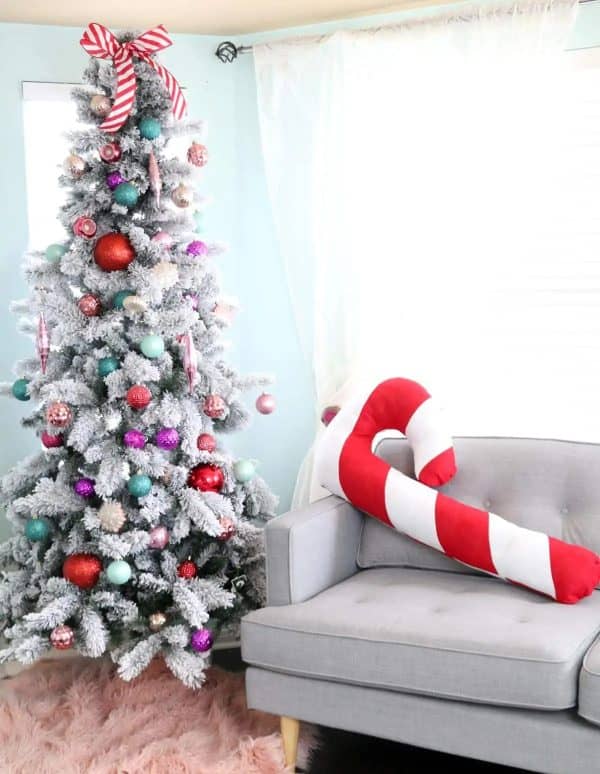 Image shows a large candy cane home decor.