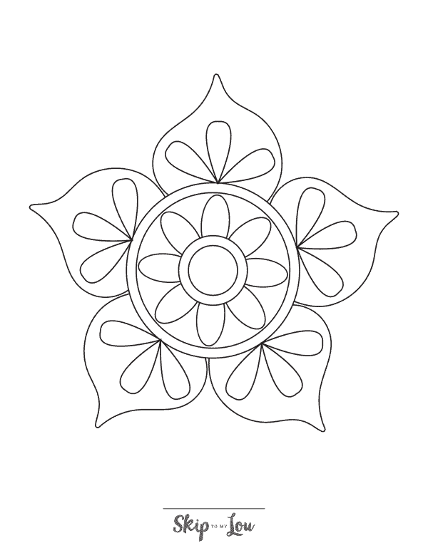 Simple mandala flower coloring page from skip to my lou